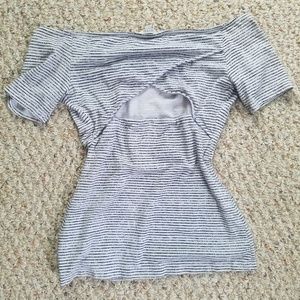 XS Guess Black and White striped Top